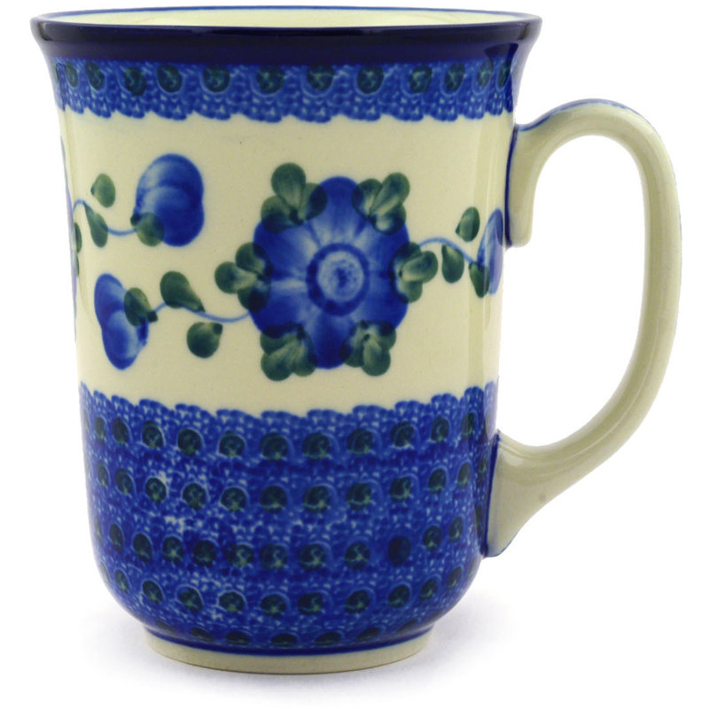 17 oz. Tasse en grès - coquelicots bleus