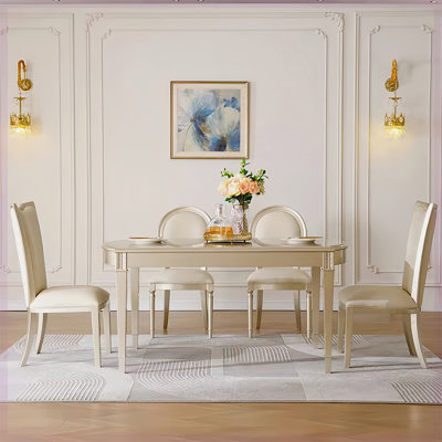 Luxury Rectangular Solid Wood Dining Table Sets