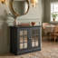 Buffet de rangement 30,75 "en bois aggloméré noir avec 2 portes en miroir et tablette réglable-1096269585