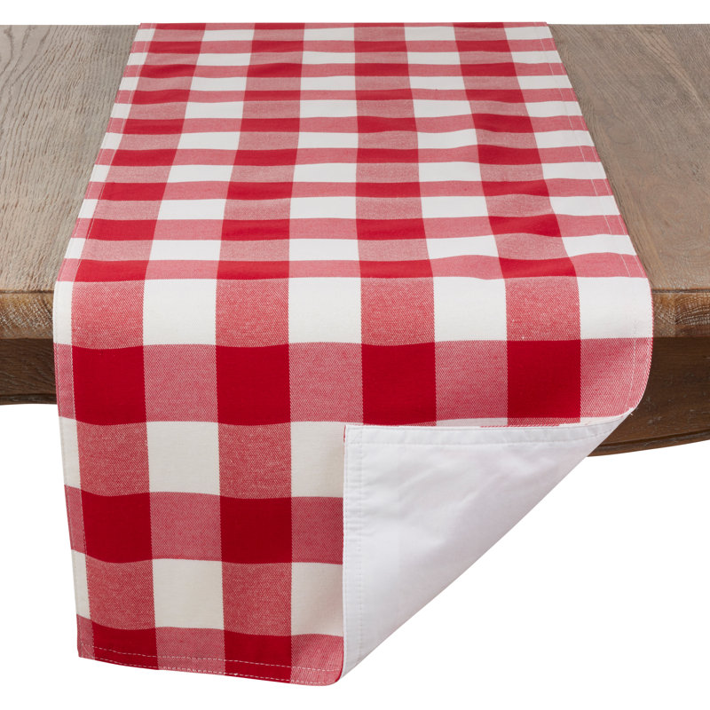 Salerno Buffalo Plaid Tablecloth, 70" W x 180" L, Red/White