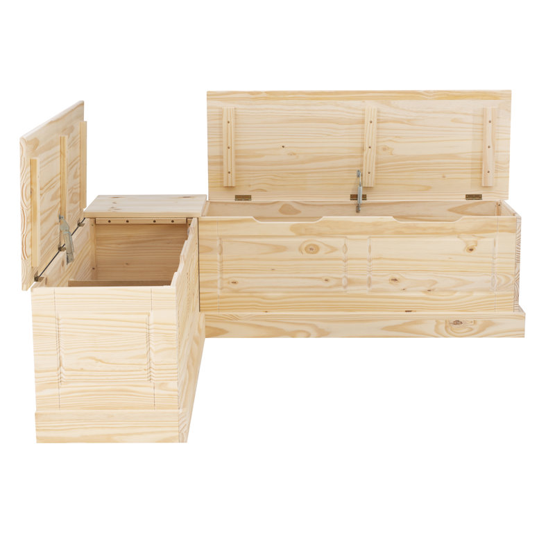 Eslick Solid Wood Corner Breakfast Nook Bench with Storage, Unfinished