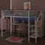 Lit mezzanine spacieux en métal avec rangement pour bureau et escalier avec éclairage DEL-373373392