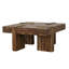 Table basse carrée de 18 po x 36 po x 36 po en bois naturel, de style géométrique et avec table de soutien, 18 po de hauteur, avec base au design équilibré
