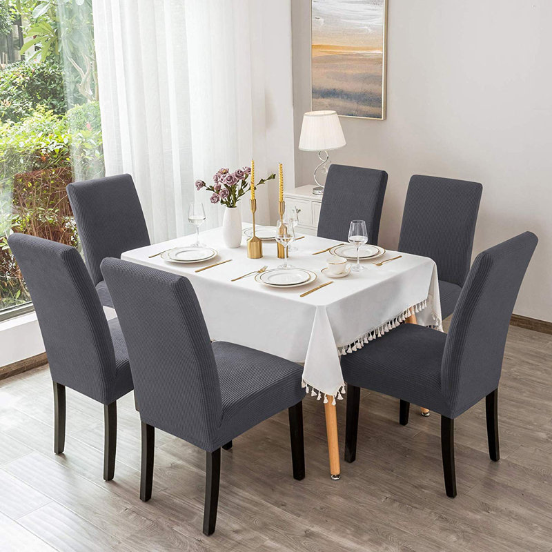 Box Cushion Dining Chair Slipcover, Grey