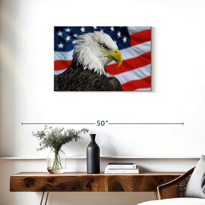 Brampt Patriotic Alaskan Bald Eagle, 20" H x 30" W