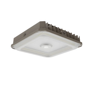 120-277v 10 Inch Led Canopy Light Fixture, 0-10v Dim, 100/80/60w Adjustable Watt And Cct 5000/4000/3500k, Bronze, 1 Pack 