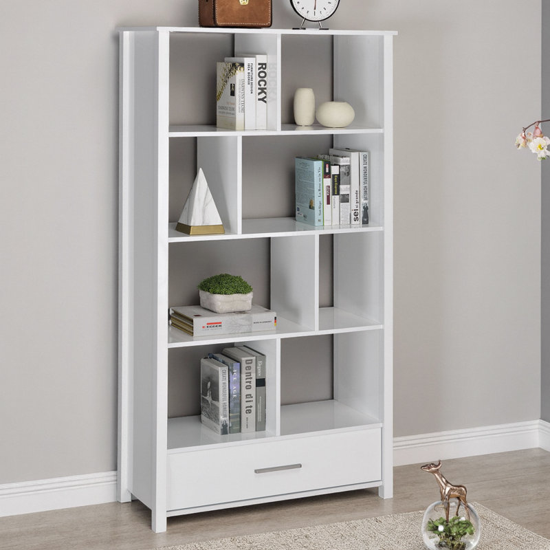Bibliothèque de rangement à 4 tablettes Dylan, Blanc