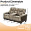 Canapé inclinable électrique 2 places avec appui-tête réglable, repose-pieds et console de rangement, tissu en microfibre, recharge sans fil, porte-gobelet pour le salon (brun)-116072963
