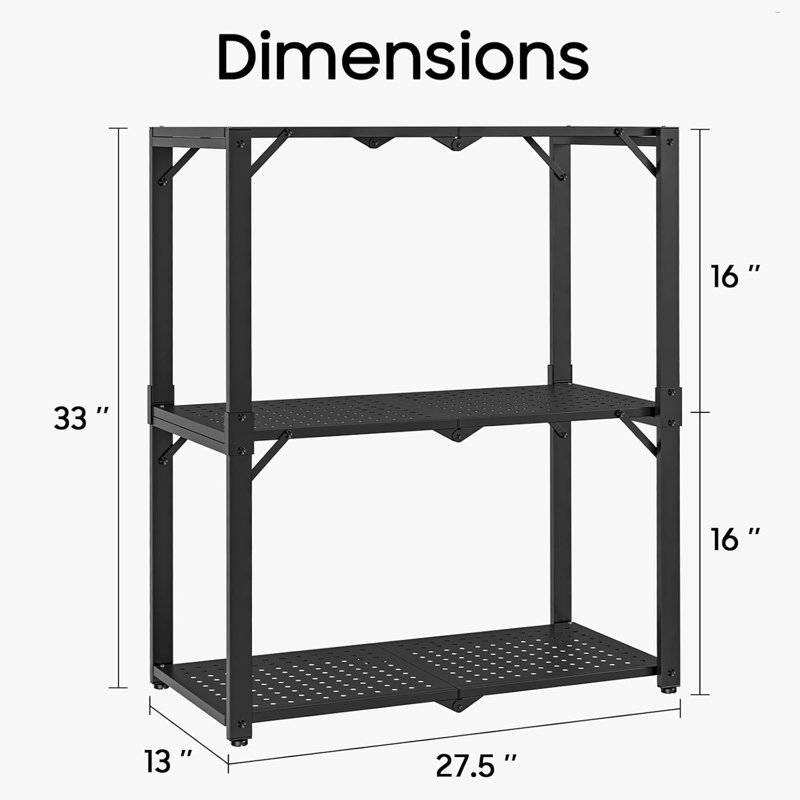 Étagère de rangement robuste en métal à 3 tablettes