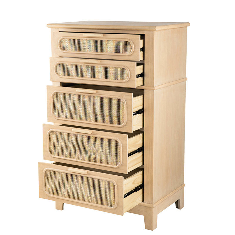 Armoire 29 x 18 x 46 po, commode style Mid-Century bohémien, placage de bois de pin, placage de style brun, finition faite