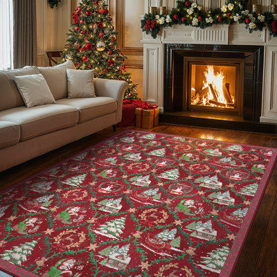 Tapis décoratif rouge pour l'intérieur