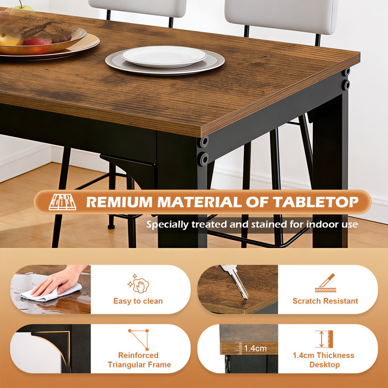 71 Inch Bar Table Counter Height Dining Table Bar Height Pub Table With Adjustable Foot Pads & Sturdy Leg For Bar Dining Room Pub Coffee Shop