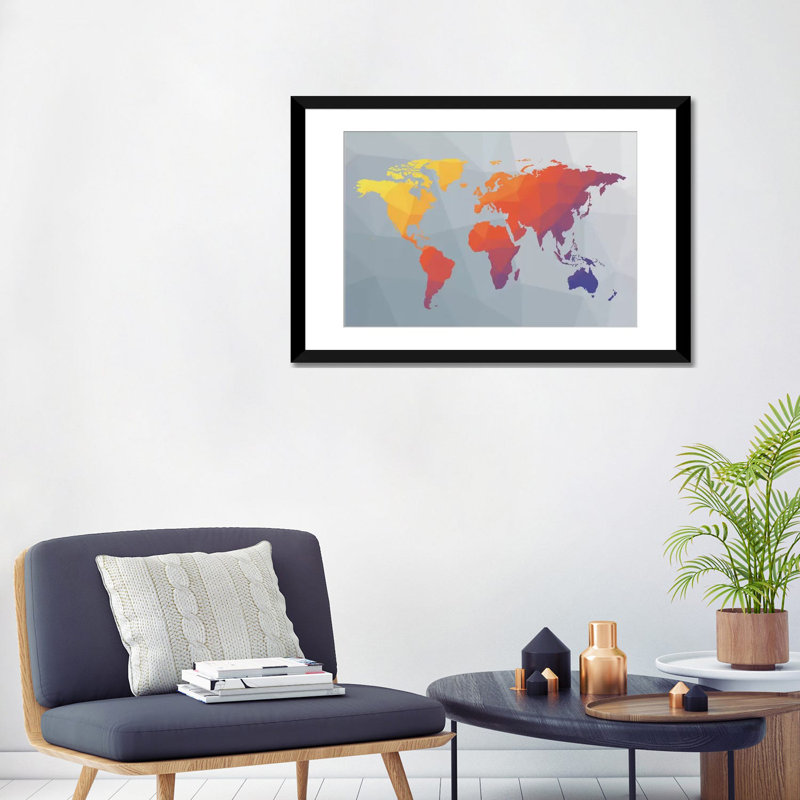 « geo map i », impression sur toile, H 16 po x l 24 po x P 1 po, Papier beaux-arts encadré noir, Blanc