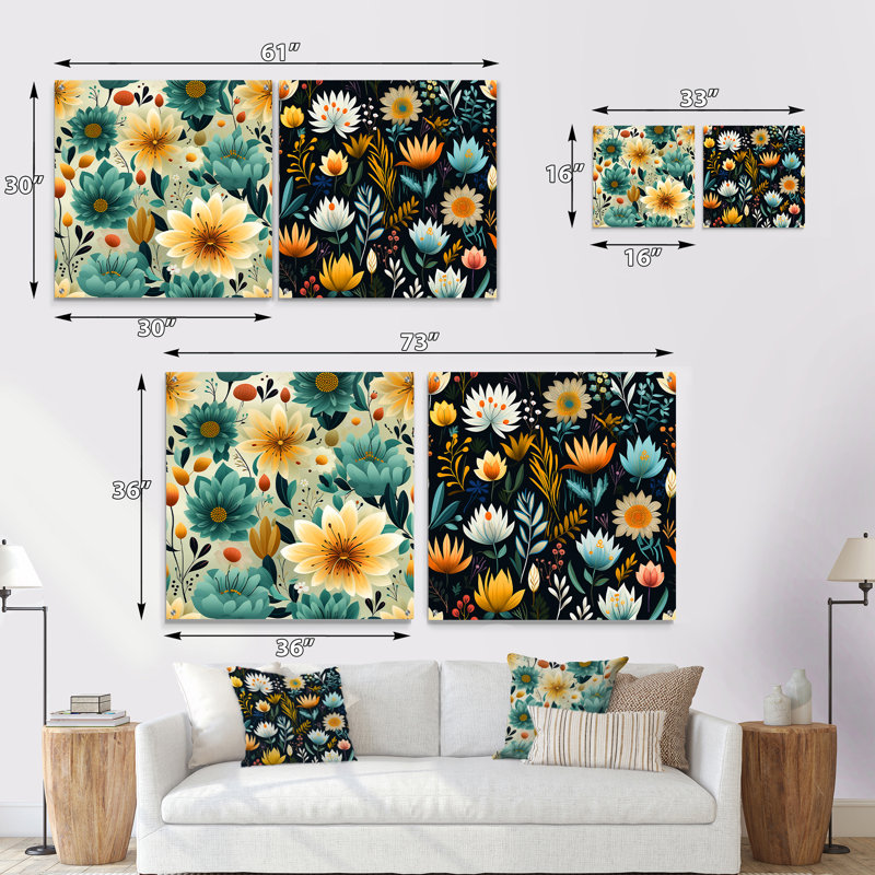 Mindfulness Sanctuary Mediation - Ensemble de 2 art mural en verre acrylique, H 36 po x l 73 po
