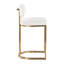 Tabouret de bar à hauteur fixe en métal doré et tissu crème - Ensemble de 2