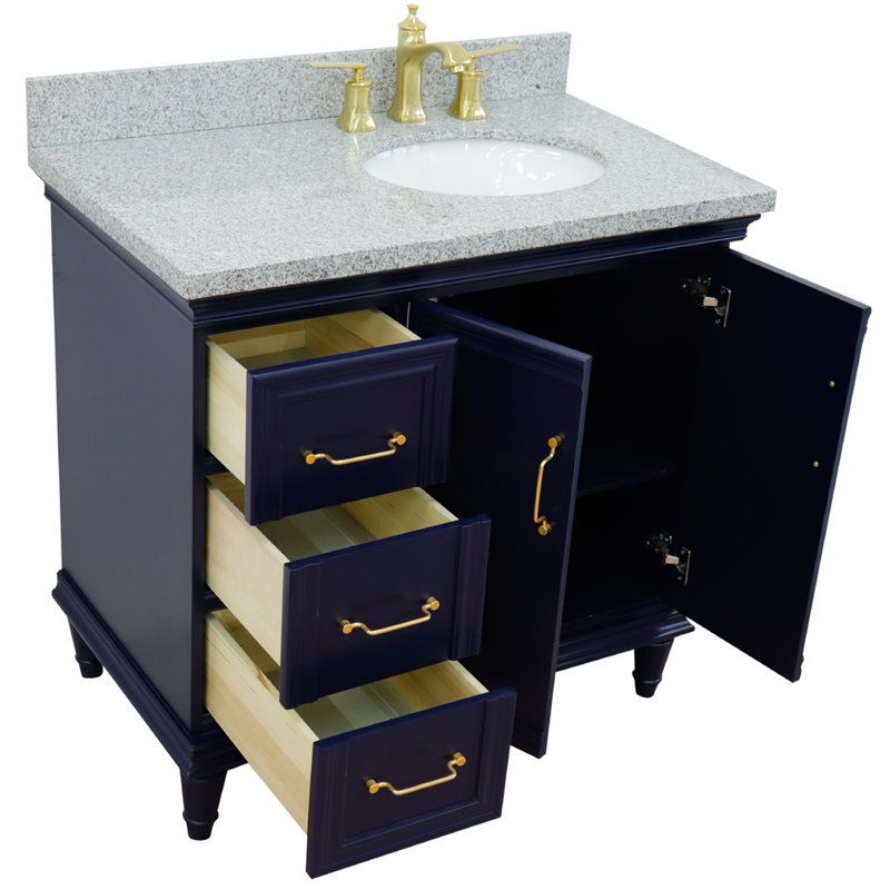 Ensemble de meuble-lavabo simple 37 po Leonardson, Bleu
