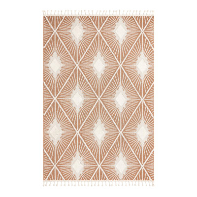 Jessilyn Geometric Machine Woven Polyester Area Rug in Rust/Red