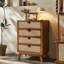 Commode décorative simple en rotin et bois massif tissé