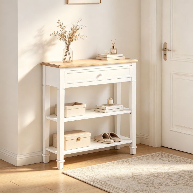 75.61 cm W Solid Wood Top Console Table