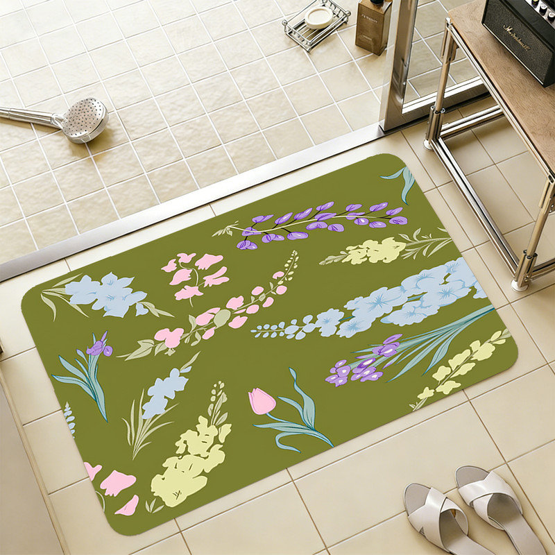 Tapis de bain minces antidérapants lavables à la machine, Simple - L 24 po x l 16 po