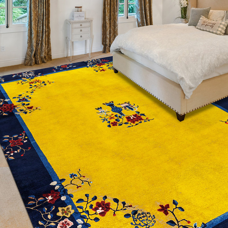 Art Deco Wool Floral Area Rug