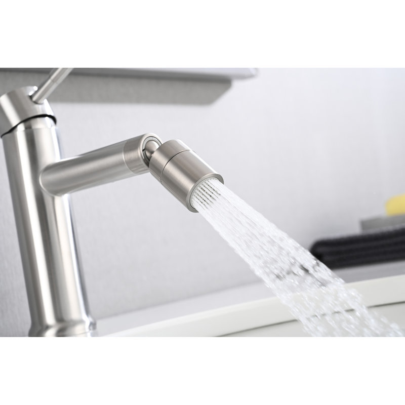 Robinet à 2 modes pour la salle de bain, nickel brossé, aérateur rotatif à 360 °, évier de salle de bain en acier inoxydable de qualité,