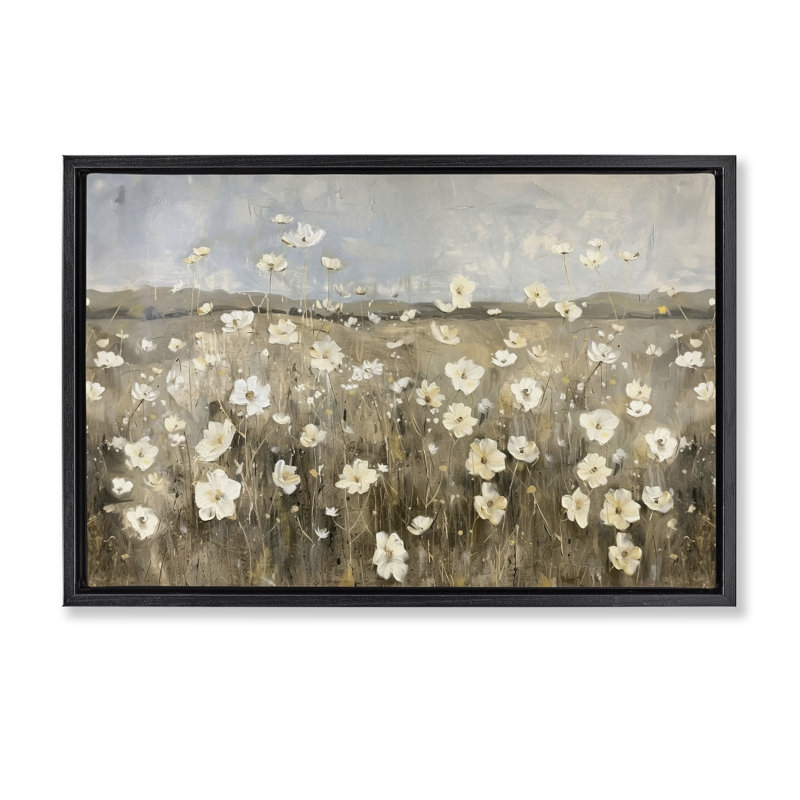 «Prairie Wildflower Meadow» par Ramona Murdock, Cadre flottant noir de jais, H 17 po x l 25 po