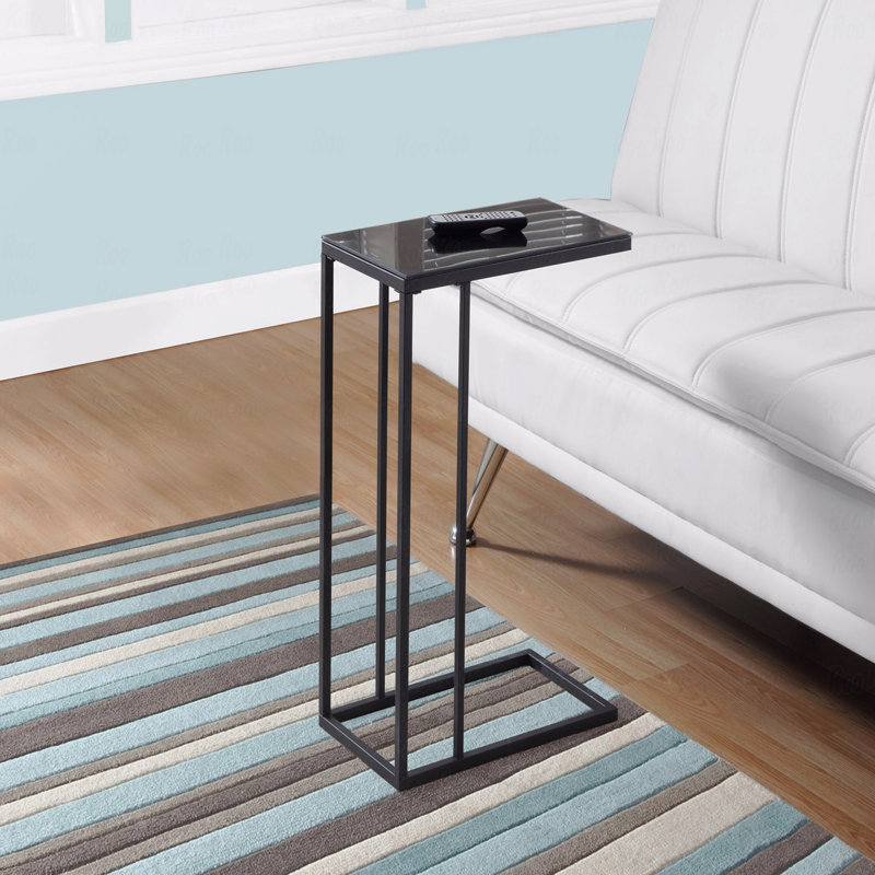 Table d'appoint, en forme de C, bout, côté, verre trempé noir Snack, contemporain, moderne, Noir
