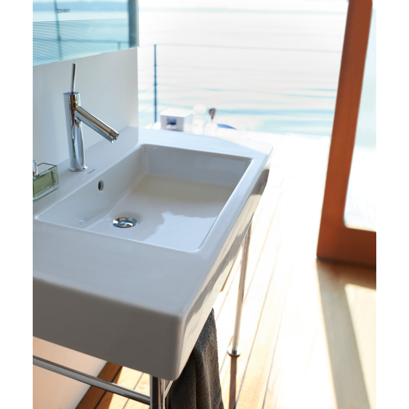 Lavabo de salle de bain vasque rectangulaire en céramique avec trop-plein Duravit Vero, Simple, Oui