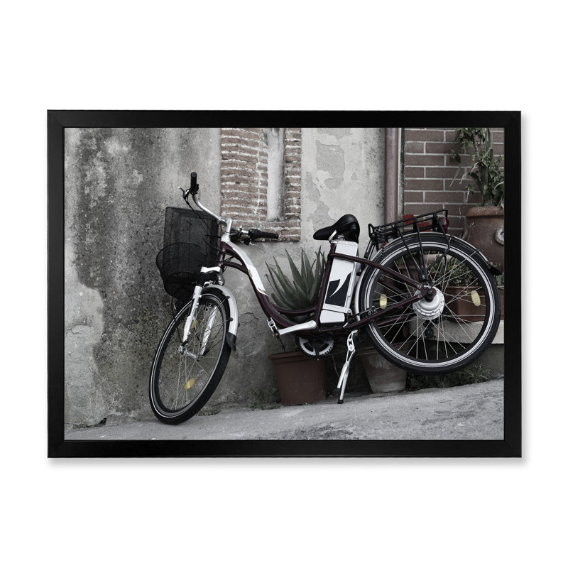 Vélo de style rétro - reproduction de cadre photo sur toile, Impression noire sur toile encadrée, H 8 po x l 12 po x P 1 po