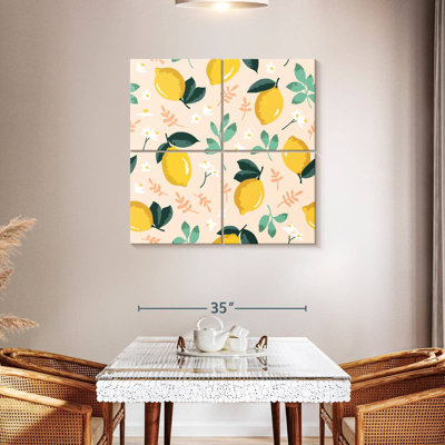Motif Yarlin citron et fleurs