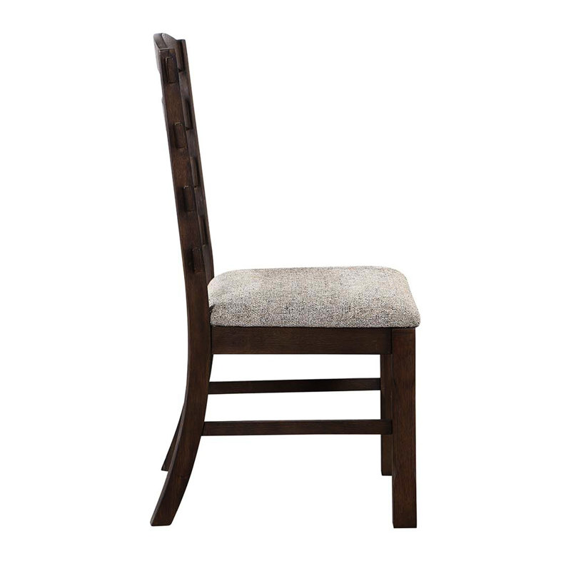 Siège d'appoint rembourré de 2 chaises grises et brun rustique, conception simple pour la salle à manger, coussin en mousse haute densité