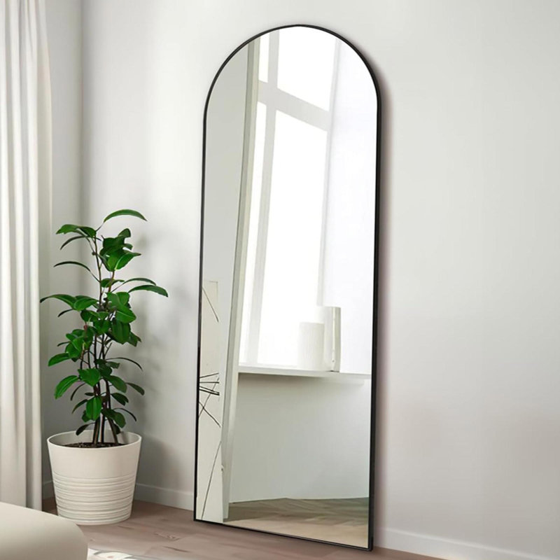 Huguette Aluminium Mirror, Black, 57.8" x 17.7"