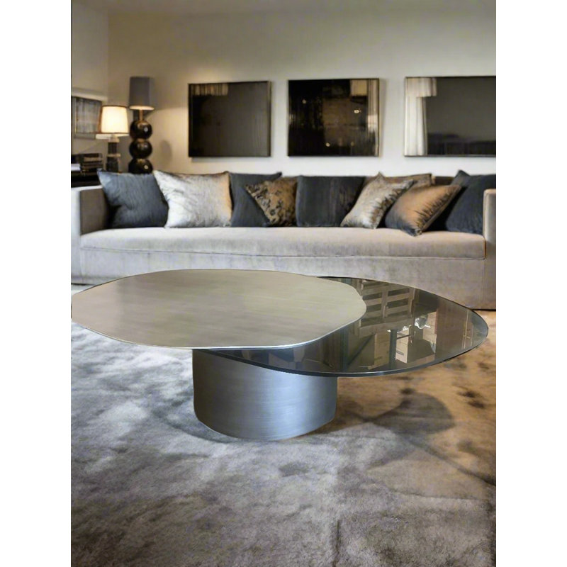 Table basse Cerryn, Argent mat, H 15,7 po x L 58 po x l 39 po