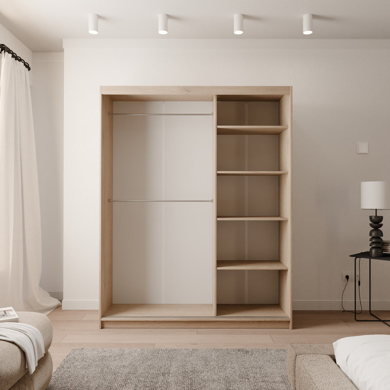 Manufactured Wood Wardrobe, 205cm H x 160cm W x 60cm D, Oak