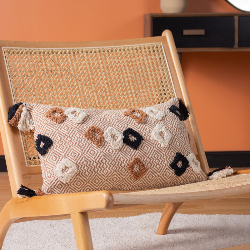 Benji Geometric Rectangular Throw Cushion, Cinnamon