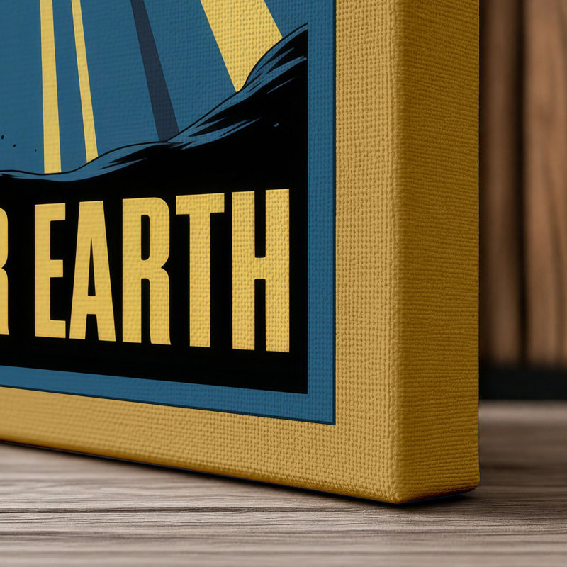 Ascent to Earth Retro - Wrapped Canvas, 36x24 - 91.4 x 61.0 cm, Ochre Border
