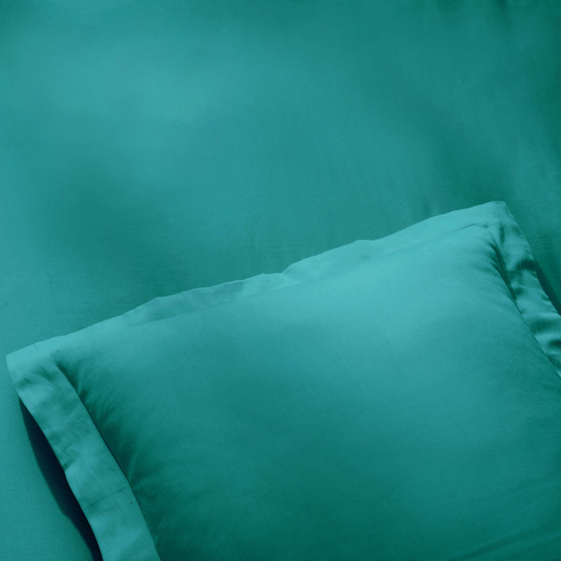 Lunete Egyptian Cotton Blend Modern & Contemporary Duvet Cover Set, Full / Queen Duvet Cover + 2 Pillow Shams, Teal