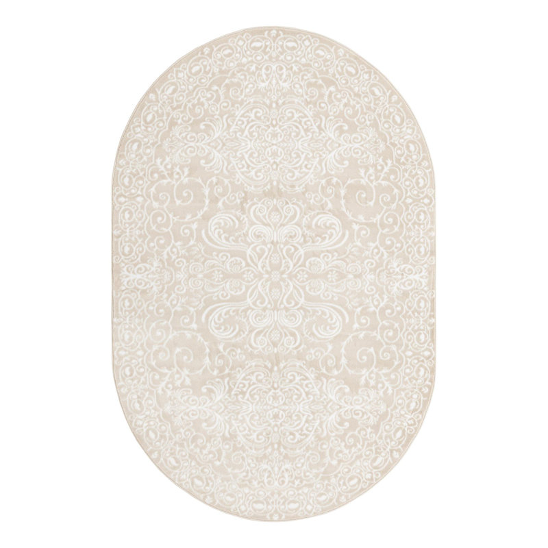 Anah Damask Indoor Rug, Oval 5'3" x 8'