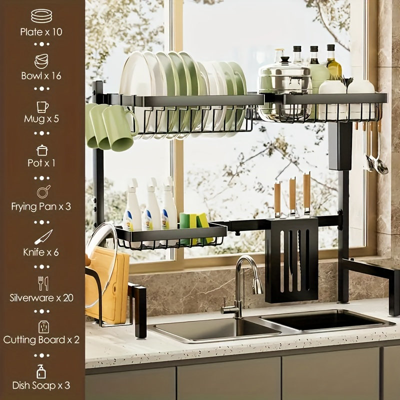 COOSEON Sink-mounted Dish Rack, Large Kitchen Countertop Dish Rack ...