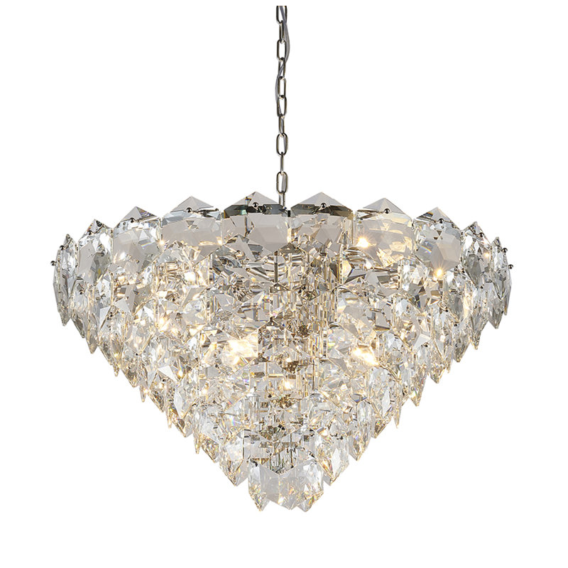 Lustre en chrome 15 lumières Fonisha avec détails en cristal transparent