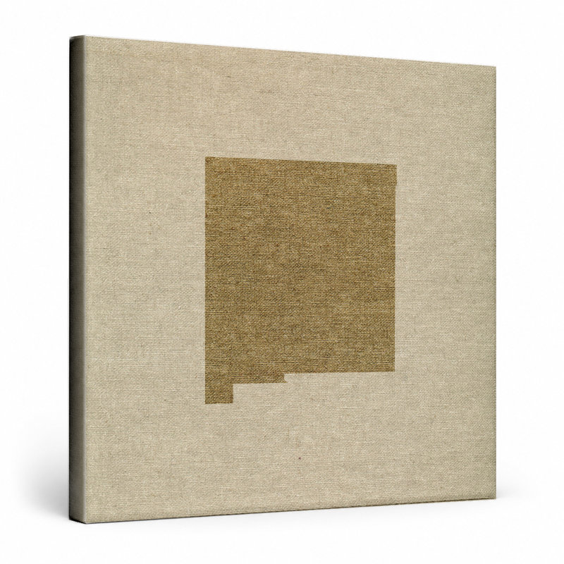 «New Mexico State Map on Linen», art mural sur toile carrée, 32" W x 32" H