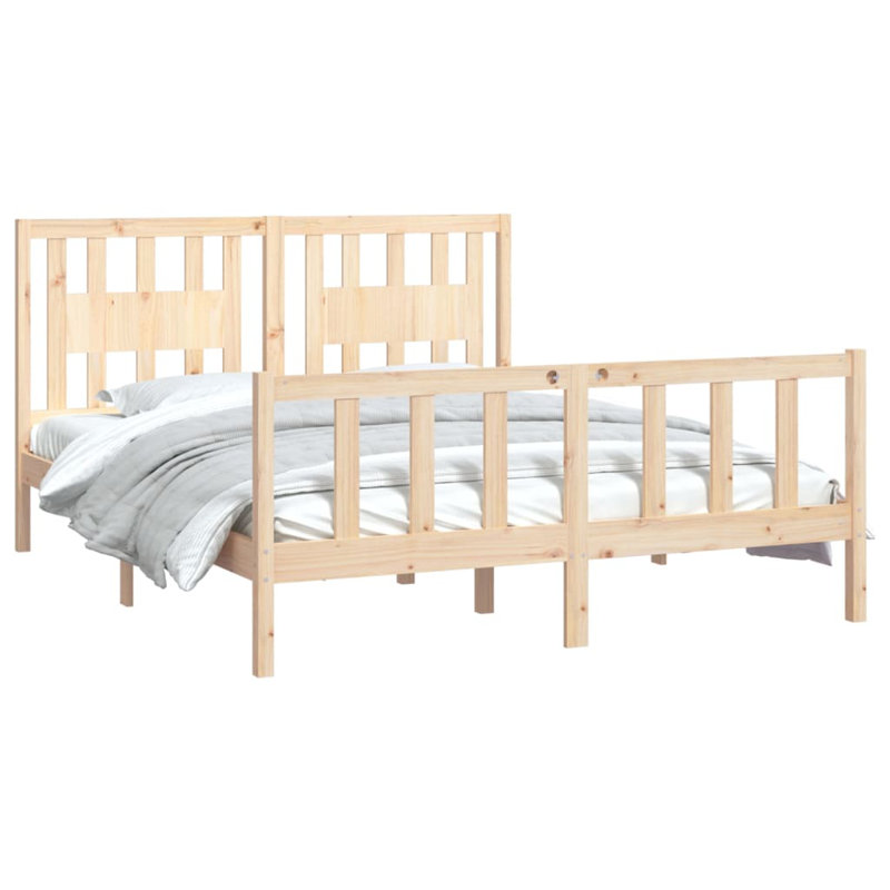 Bed Frame Solid Wood, natural, European Kingsize (160 x 200cm)