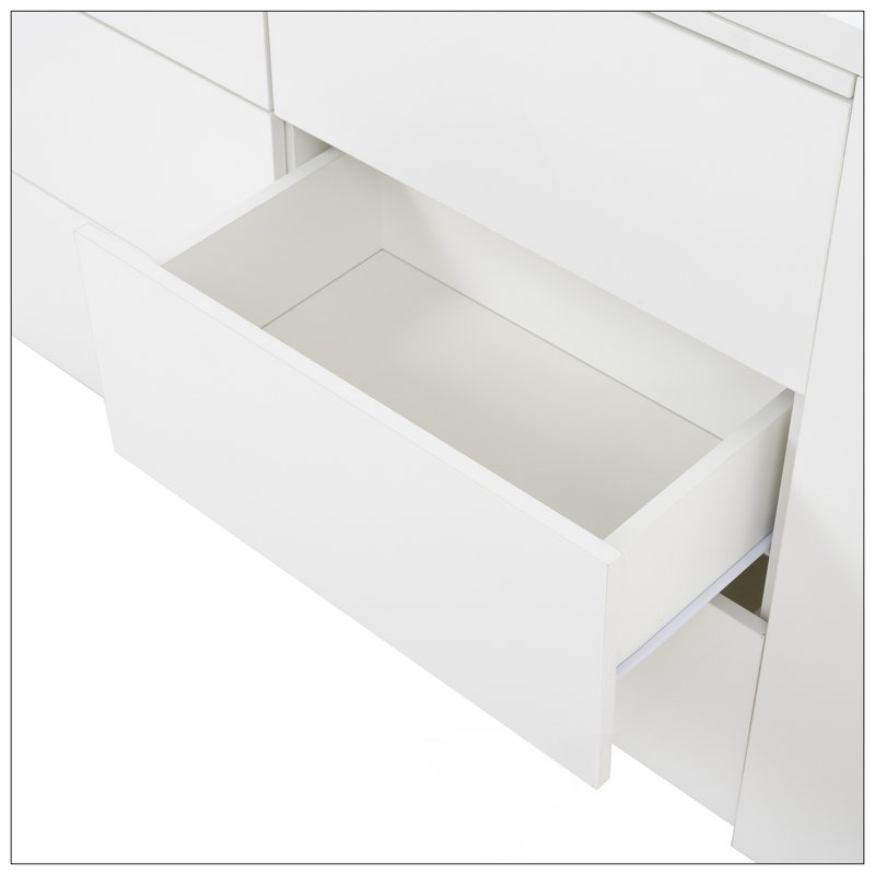 Six Drawers, Removable Desktop, Three Storage Compartments, White Six-Pump Multi-Functional Table