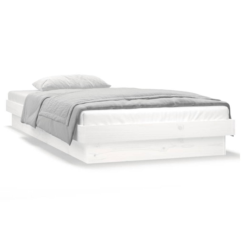 LED Bed Frame Solid Wood, White, Single (3')