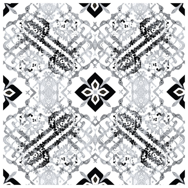 Tapisserie murale ornée noir et blanc - décoration murale ornée, H 50 po x l 60 po avec 4 œillets