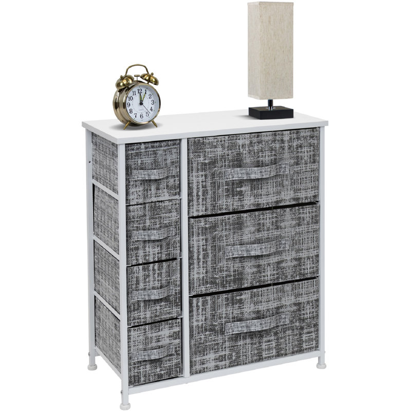 Commode 7 tiroirs - Gris / blanc, Blanc / gris