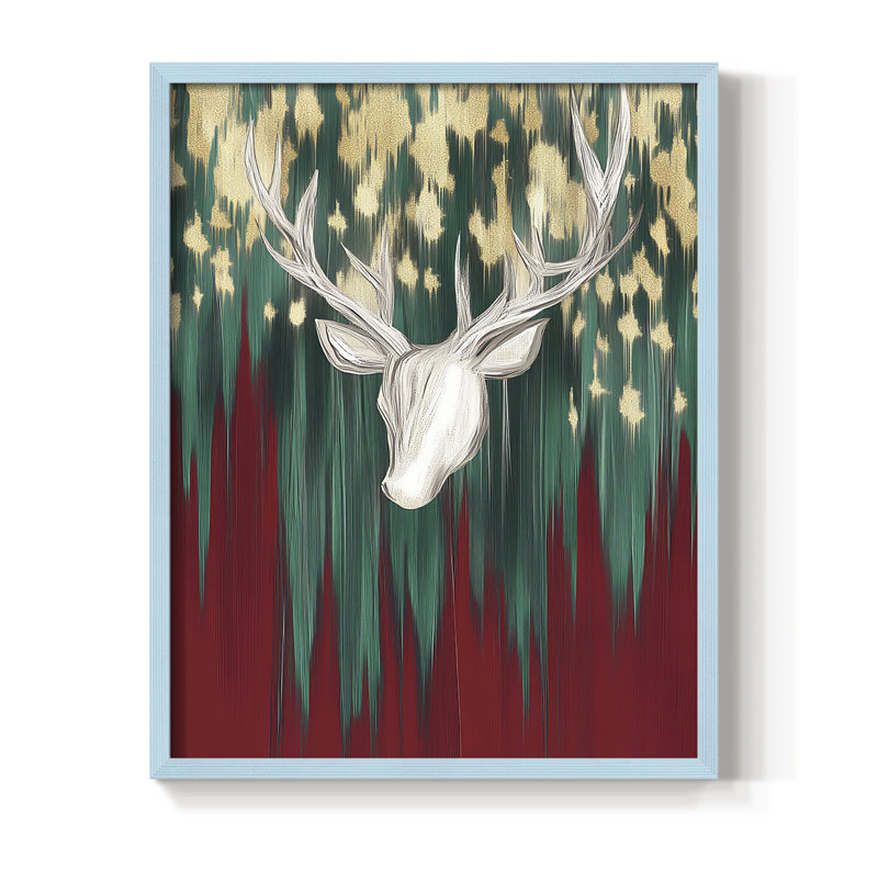 «Christmas Holiday Art», reproduction encadrée CCIXIX - bois massif, Blue, H 15 po x l 12 po