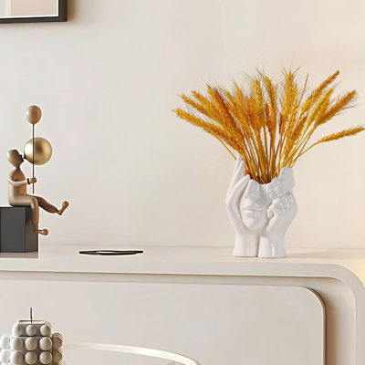 Ceramic Face Vase White Flower Vase For Decor Female Form Face Vase Art Vase Modern Decorative Vase Centerpiece For Table Shelf Living Room Office Bedroom