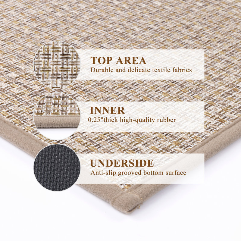Woven Non-Slip Kitchen Mats (Set of 3), Beige